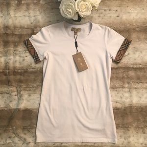 Burberry Tops - NWT Burberry Check Cuff T-shirt Burberry Tops - NWT Burberry Check Cuff T-shirt